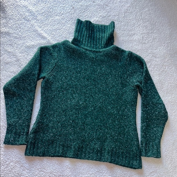 L.L. Bean Green Cowl Turtleneck Sweater Plush Knit - Picture 1 of 8